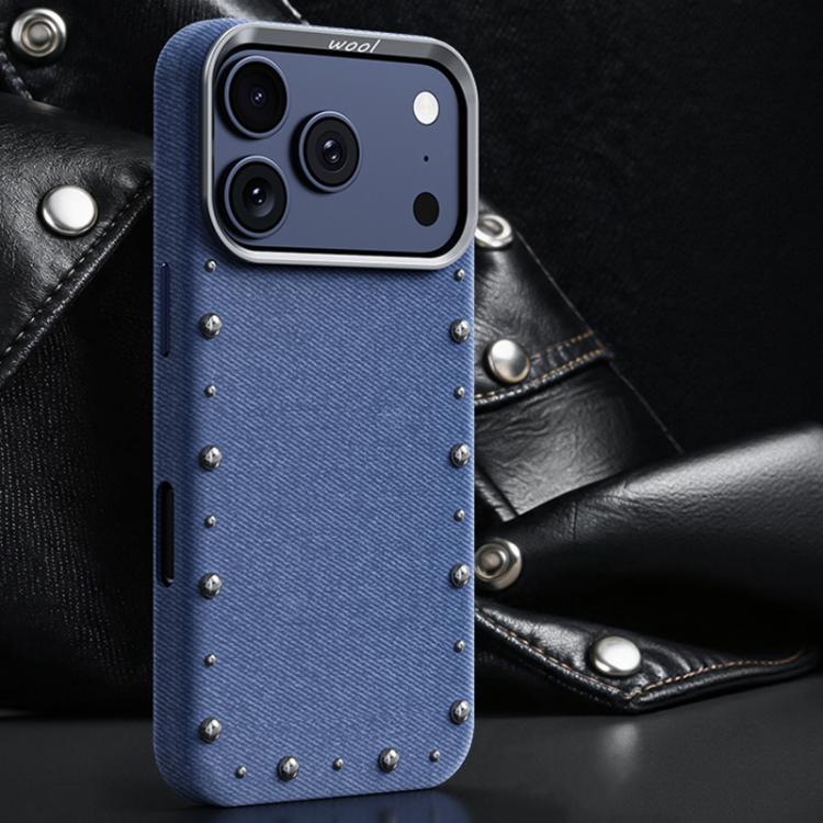 Custodia magnetica per telefono a copertura totale con texture denim della serie Rivet., For iPhone 17 Pro Max, For iPhone 17 Pro, For iPhone 17, For iPhone Air