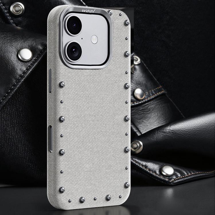 Custodia magnetica per telefono a copertura totale con texture denim della serie Rivet., For iPhone 17 Pro Max, For iPhone 17 Pro, For iPhone 17, For iPhone Air
