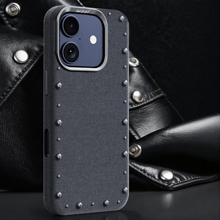 Custodia magnetica per telefono a copertura totale con texture denim della serie Rivet., For iPhone 17 Pro Max, For iPhone 17 Pro, For iPhone 17, For iPhone Air