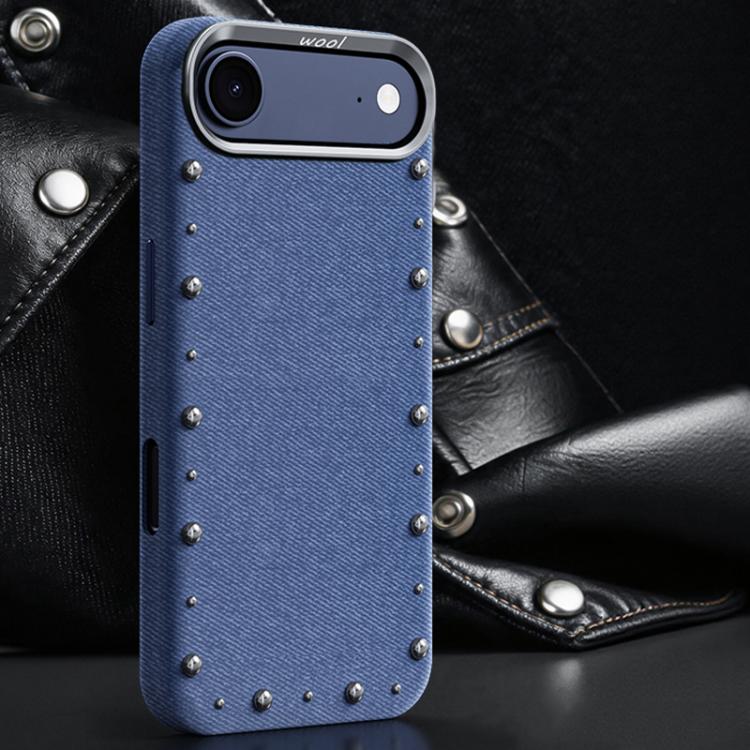 Custodia magnetica per telefono a copertura totale con texture denim della serie Rivet., For iPhone 17 Pro Max, For iPhone 17 Pro, For iPhone 17, For iPhone Air