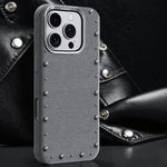 Custodia magnetica per telefono a copertura totale con texture denim della serie Rivet., For iPhone 16 Pro Max, For iPhone 16 Pro, For iPhone 16 Plus, For iPhone 16