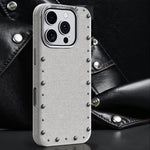 Custodia magnetica per telefono a copertura totale con texture denim della serie Rivet., For iPhone 16 Pro Max, For iPhone 16 Pro, For iPhone 16 Plus, For iPhone 16