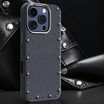 Custodia magnetica per telefono a copertura totale con texture denim della serie Rivet., For iPhone 16 Pro Max, For iPhone 16 Pro, For iPhone 16 Plus, For iPhone 16