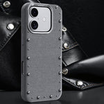 Custodia magnetica per telefono a copertura totale con texture denim della serie Rivet., For iPhone 16 Pro Max, For iPhone 16 Pro, For iPhone 16 Plus, For iPhone 16