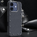 Custodia magnetica per telefono a copertura totale con texture denim della serie Rivet., For iPhone 16 Pro Max, For iPhone 16 Pro, For iPhone 16 Plus, For iPhone 16