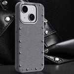 Custodia magnetica per telefono a copertura totale con texture denim della serie Rivet., For iPhone 15 Pro Max, For iPhone 15 Pro, For iPhone 15 Plus, For iPhone 15