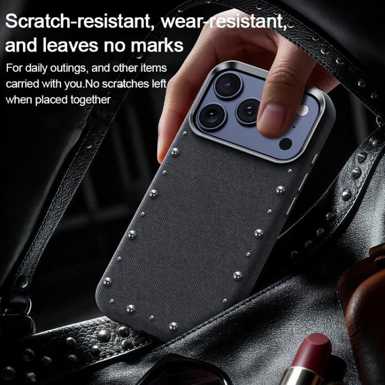 Custodia magnetica per telefono a copertura totale con texture denim della serie Rivet., For iPhone 17 Pro Max, For iPhone 17 Pro, For iPhone 17, For iPhone Air
