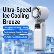 Y38 199-Level Smart Digital Display Sliding Adjustment Mini Tri-Fold Handheld Cooling Fan