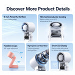 Y38 199-Level Smart Digital Display Sliding Adjustment Mini Tri-Fold Handheld Cooling Fan