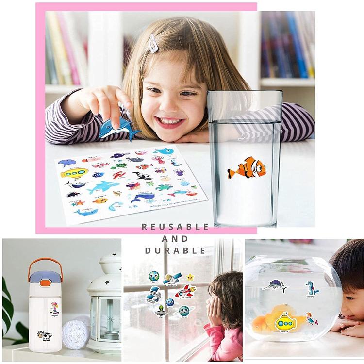 Adesivi impermeabili e riutilizzabili fai-da-te per l'educazione prescolare dei bambini, Horizontal Ocean T34