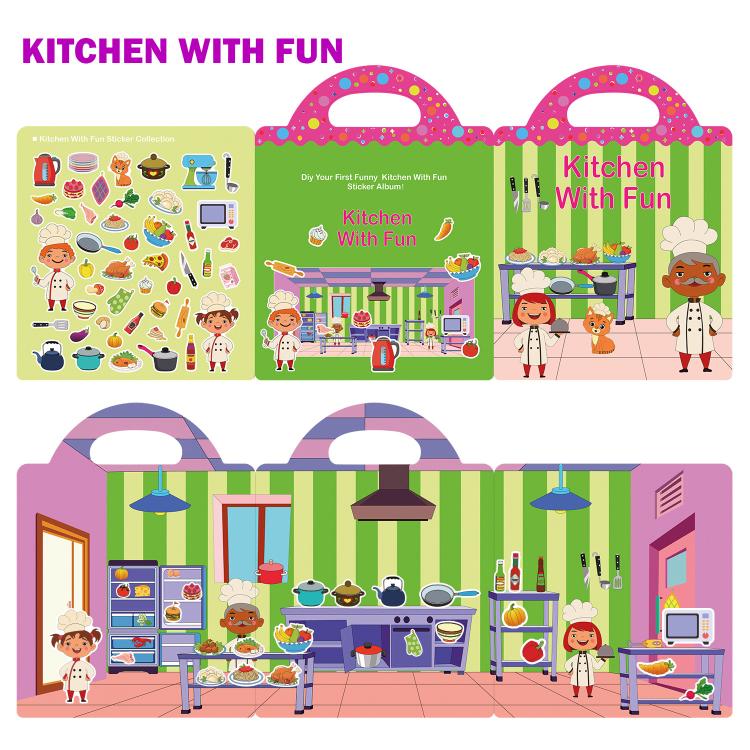 Adesivi impermeabili e riutilizzabili fai-da-te per l'educazione prescolare dei bambini, Animals T01, Traffic T02, Dinosaur T03, Space T04, Body T05, Ocean T06, Princess T07, Insect T08, Farm T09, Four Seasons T10, Easter T13                           ...