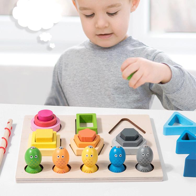Gioco di pesca magnetico in legno per bambini, giocattolo educativo per l'apprendimento precoce e l'abbinamento di forme., 5 Shape, 4 Shape with Fishing, 6 Shape with Fishing, Butterfly