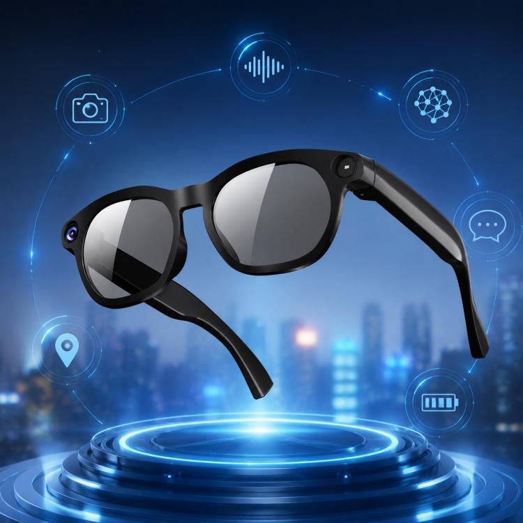 Occhiali intelligenti CY03 con intelligenza artificiale, fotocamera HD da 8 MP, registrazione video, trasmissione Wi-Fi e assistente vocale AI., Anti Blue Light Lens, Sunglasses