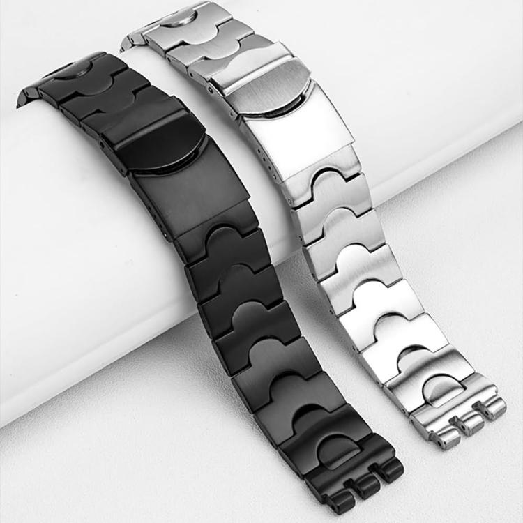 Cinturino per orologio in acciaio con bocca convessa a forma di mezzaluna xDfind, For Swatch 17mm, For Swatch 19mm