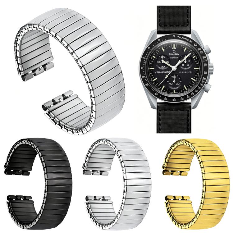 Cinturino per orologio xDfind trapezoidale in acciaio inossidabile con molla elastica, For Swatch 17mm