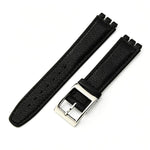 Cinturino per orologio xDfind con fibbia convessa color acciaio e texture litchi in vera pelle., For Swatch 17mm