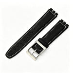 Cinturino per orologio xDfind con fibbia convessa color acciaio e texture litchi in vera pelle., For Swatch 17mm