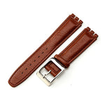 Cinturino per orologio xDfind con fibbia convessa color acciaio e texture litchi in vera pelle., For Swatch 17mm