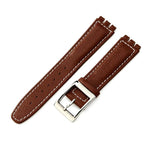Cinturino per orologio xDfind con fibbia convessa color acciaio e texture litchi in vera pelle., For Swatch 17mm