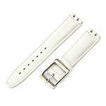 Cinturino per orologio xDfind con fibbia convessa color acciaio e texture litchi in vera pelle., For Swatch 17mm