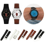 Cinturino per orologio xDfind con fibbia convessa color acciaio e texture litchi in vera pelle., For Swatch 17mm