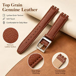 Cinturino per orologio xDfind con fibbia convessa color acciaio e texture litchi in vera pelle., For Swatch 17mm