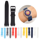 Cinturino per orologio xDfind con bocca convessa in silicone tinta unita, For Swatch 17mm
