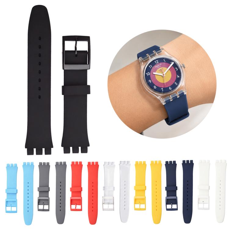 Cinturino per orologio xDfind con bocca convessa in silicone tinta unita, For Swatch 17mm