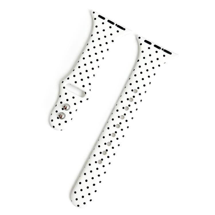 Cinturino per orologio in silicone sottile con fibbia a doppio perno e stampa a pois., For Apple Watch 46mm / 49mm / 45mm / 44mm, For Apple Watch 42mm / 41mm / 40mm / 38mm