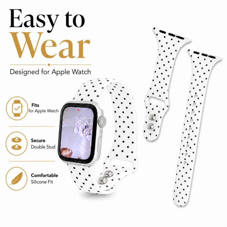 Cinturino per orologio in silicone sottile con fibbia a doppio perno e stampa a pois., For Apple Watch 46mm / 49mm / 45mm / 44mm, For Apple Watch 42mm / 41mm / 40mm / 38mm