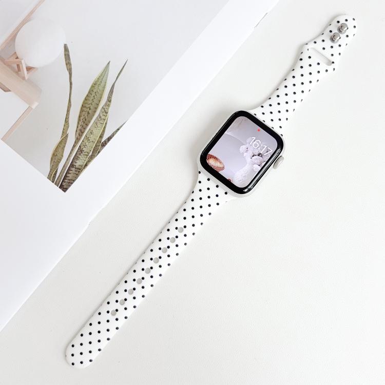Cinturino per orologio in silicone sottile con fibbia a doppio perno e stampa a pois., For Apple Watch 46mm / 49mm / 45mm / 44mm, For Apple Watch 42mm / 41mm / 40mm / 38mm
