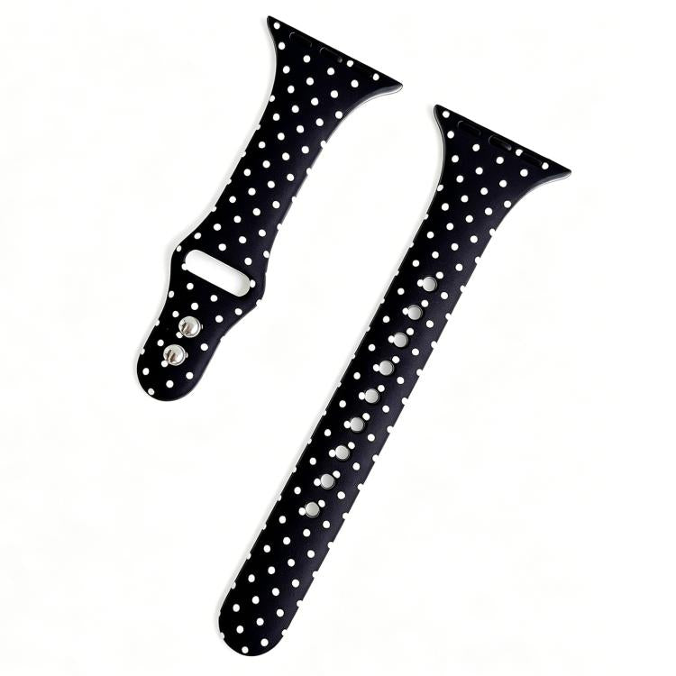 Cinturino per orologio in silicone sottile con fibbia a doppio perno e stampa a pois., For Apple Watch 46mm / 49mm / 45mm / 44mm, For Apple Watch 42mm / 41mm / 40mm / 38mm
