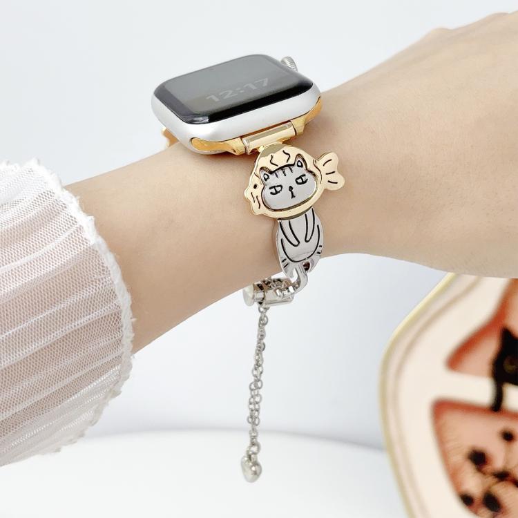 Bracciale a catena Line Cat, cinturino in metallo per orologio, For Apple Watch 46mm / 49mm / 45mm / 44mm, For Apple Watch 42mm / 41mm / 40mm / 38mm