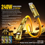 Cavo dati 4 in 1 WK WDC-100 serie Wudao da USB-A, Type-C a Type-C, 8 pin, 240 W, 1.5m