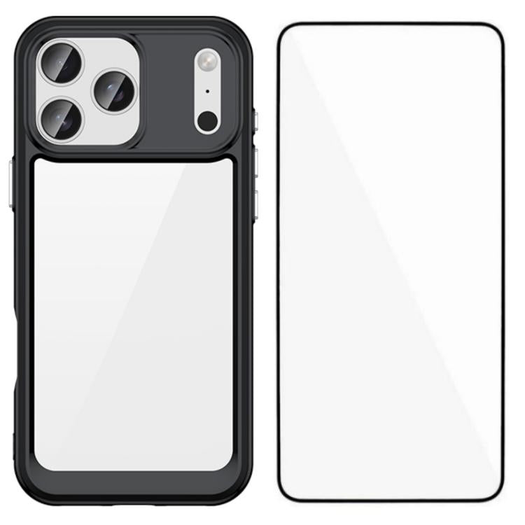 WANLONFENG - Custodia per telefono in TPU acrilico con pulsanti galvanizzati e protezione per lo schermo, For iPhone 17e / 16e, For iPhone 17 Pro Max, For iPhone 17 Pro, For iPhone 17, For iPhone Air, For iPhone 16 Pro Max, For iPhone 16 Pro           ...