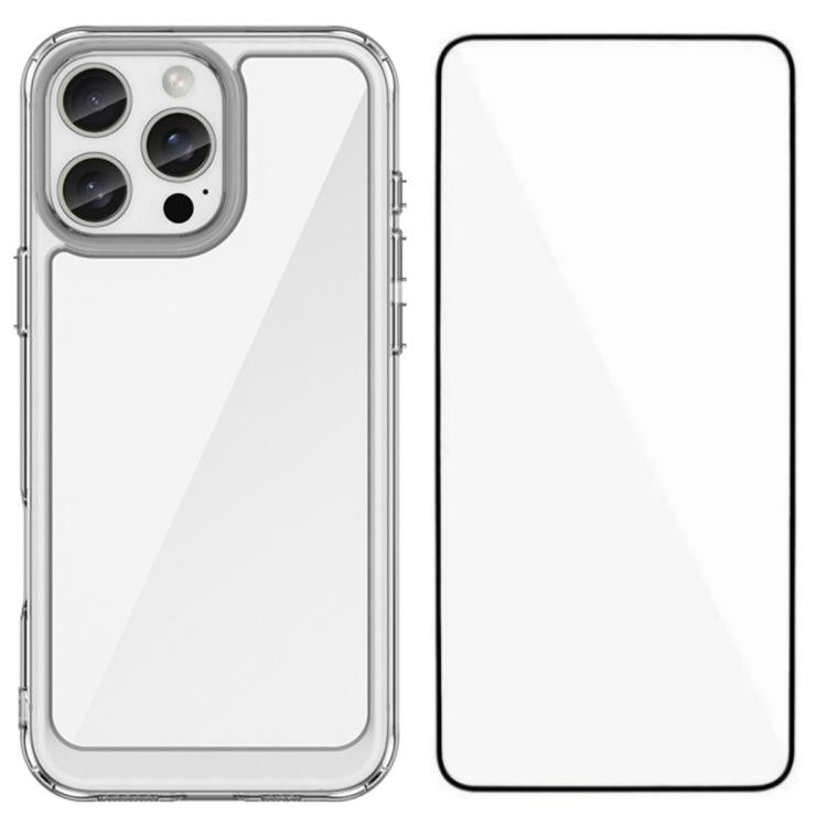 WANLONFENG - Custodia per telefono in TPU acrilico con pulsanti galvanizzati e protezione per lo schermo, For iPhone 17e / 16e, For iPhone 17 Pro Max, For iPhone 17 Pro, For iPhone 17, For iPhone Air, For iPhone 16 Pro Max, For iPhone 16 Pro           ...