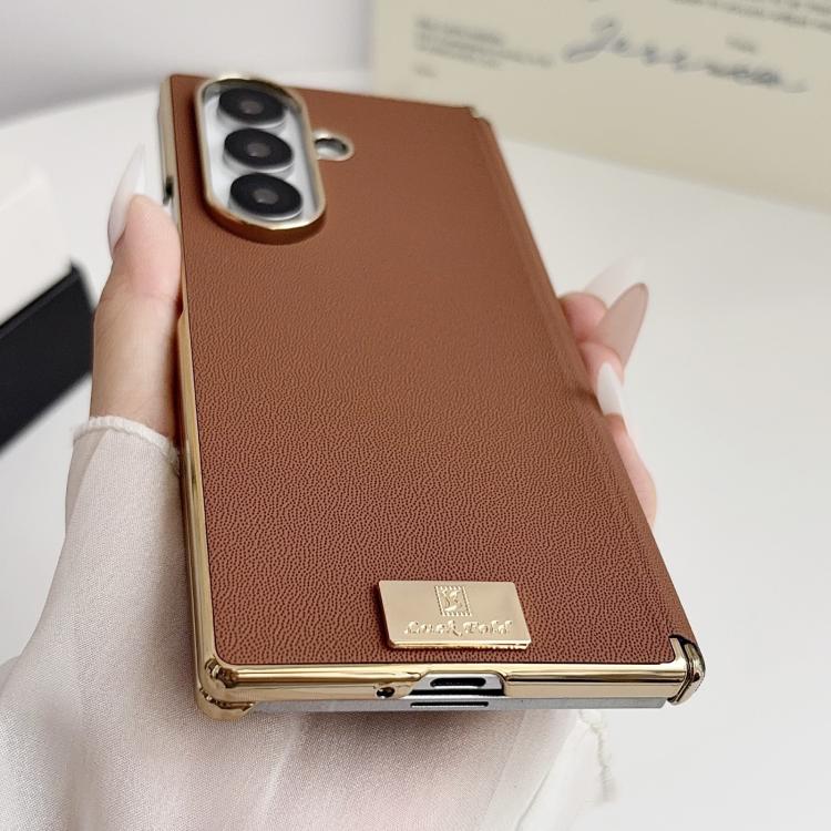 Custodia per telefono in PU con design supercar a doppio asse galvanizzato, For Galaxy Z Fold8 Ultra 5G, For Galaxy Z Fold7, For Galaxy Z Fold6, For Galaxy Z Fold5