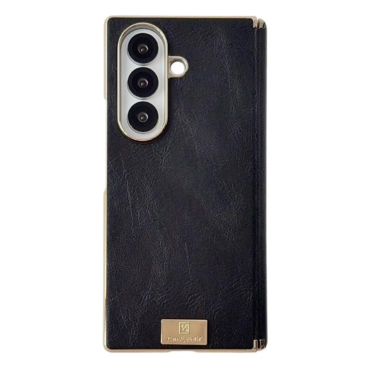Custodia per telefono in PU con texture Crazy Horse a doppio asse galvanizzato., For Galaxy Z Fold8 Ultra 5G, For Galaxy Z Fold7, For Galaxy Z Fold6, For Galaxy Z Fold5