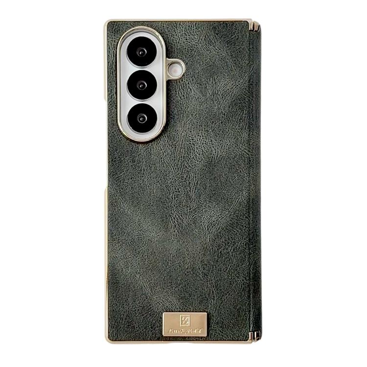Custodia per telefono in PU con texture Crazy Horse a doppio asse galvanizzato., For Galaxy Z Fold8 Ultra 5G, For Galaxy Z Fold7, For Galaxy Z Fold6, For Galaxy Z Fold5