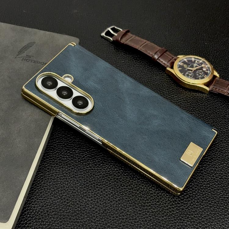 Custodia per telefono in PU con texture Crazy Horse a doppio asse galvanizzato., For Galaxy Z Fold8 Ultra 5G, For Galaxy Z Fold7, For Galaxy Z Fold6, For Galaxy Z Fold5