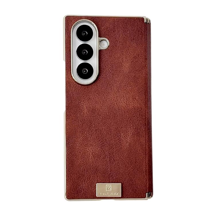 Custodia per telefono in PU con texture Crazy Horse a doppio asse galvanizzato., For Galaxy Z Fold8 Ultra 5G, For Galaxy Z Fold7, For Galaxy Z Fold6, For Galaxy Z Fold5