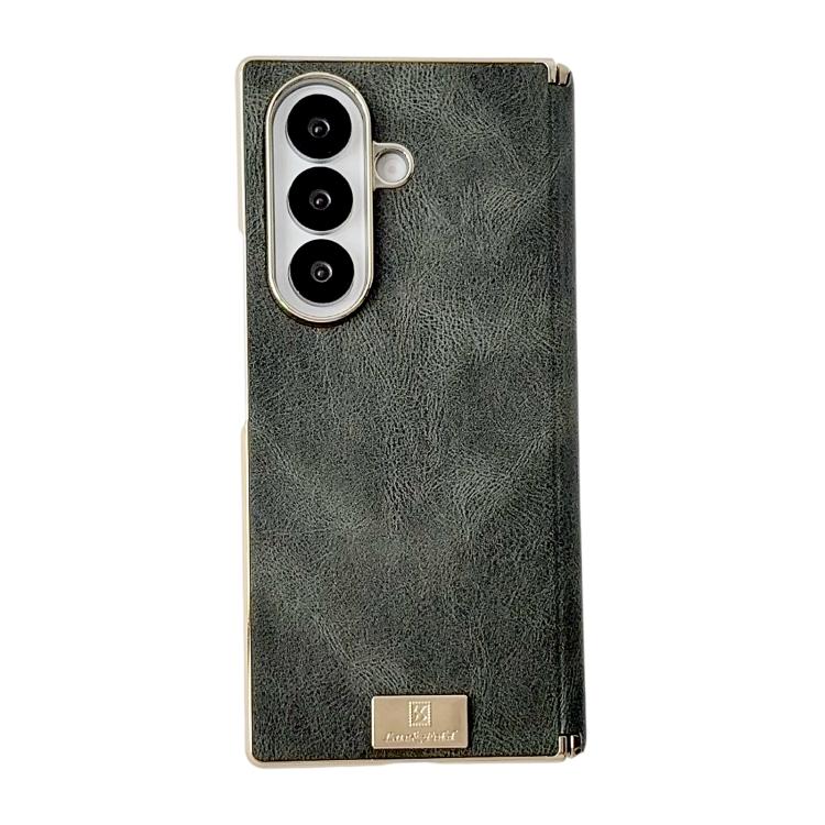 Custodia per telefono in PU con texture Crazy Horse a doppio asse galvanizzato., For Galaxy Z Fold8 Ultra 5G, For Galaxy Z Fold7, For Galaxy Z Fold6, For Galaxy Z Fold5