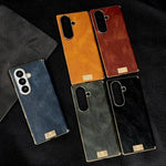 Custodia per telefono in PU con texture Crazy Horse a doppio asse galvanizzato., For Galaxy Z Fold8 Ultra 5G, For Galaxy Z Fold7, For Galaxy Z Fold6, For Galaxy Z Fold5