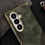 Custodia per telefono in PU con texture Crazy Horse a doppio asse galvanizzato., For Galaxy Z Fold8 Ultra 5G, For Galaxy Z Fold7, For Galaxy Z Fold6, For Galaxy Z Fold5