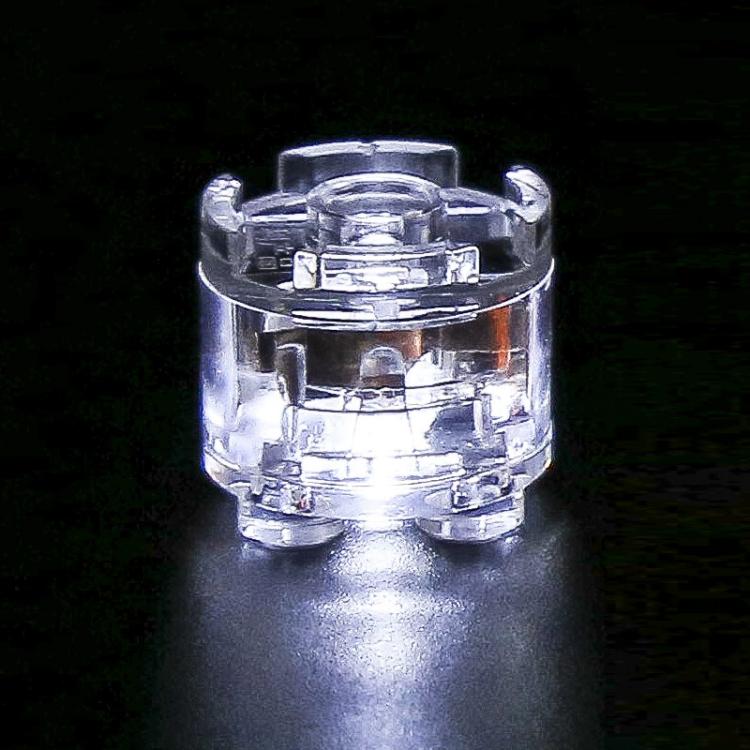 Blocchi da costruzione rotondi 2x2 con luci LED e accessori, giocattolo educativo fai da te