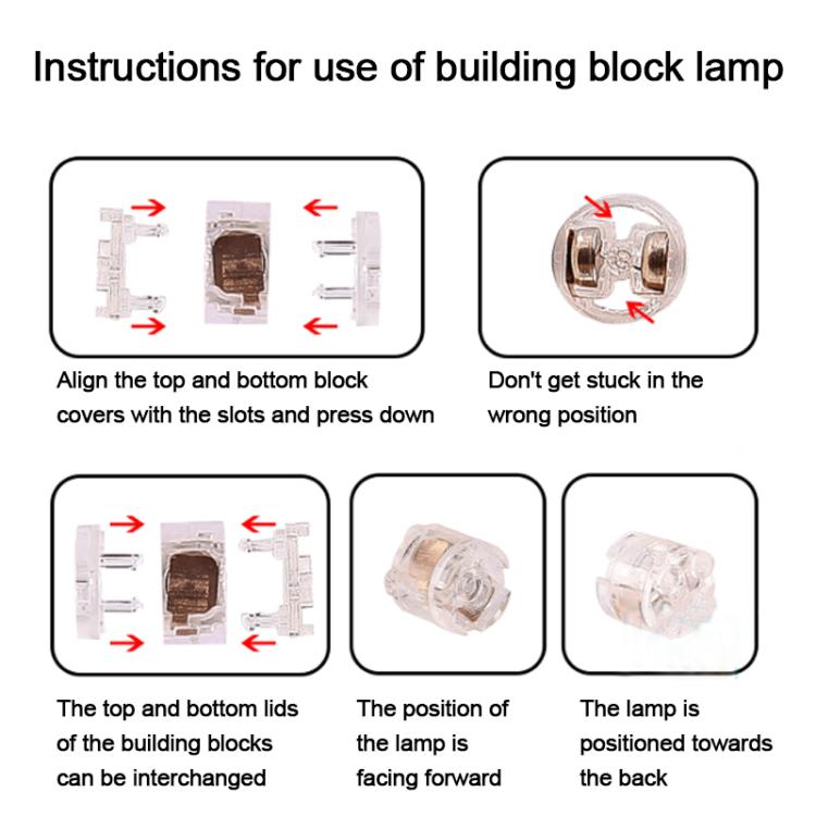 Blocchi da costruzione rotondi 2x2 con luci LED e accessori, giocattolo educativo fai da te