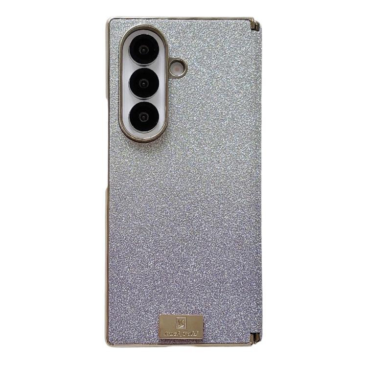 Custodia per telefono in PC con doppia cerniera e logo a gradiente, galvanizzata, con targhetta personalizzata., For Galaxy Z Fold7, For Galaxy Z Fold6, For Galaxy Z Fold5