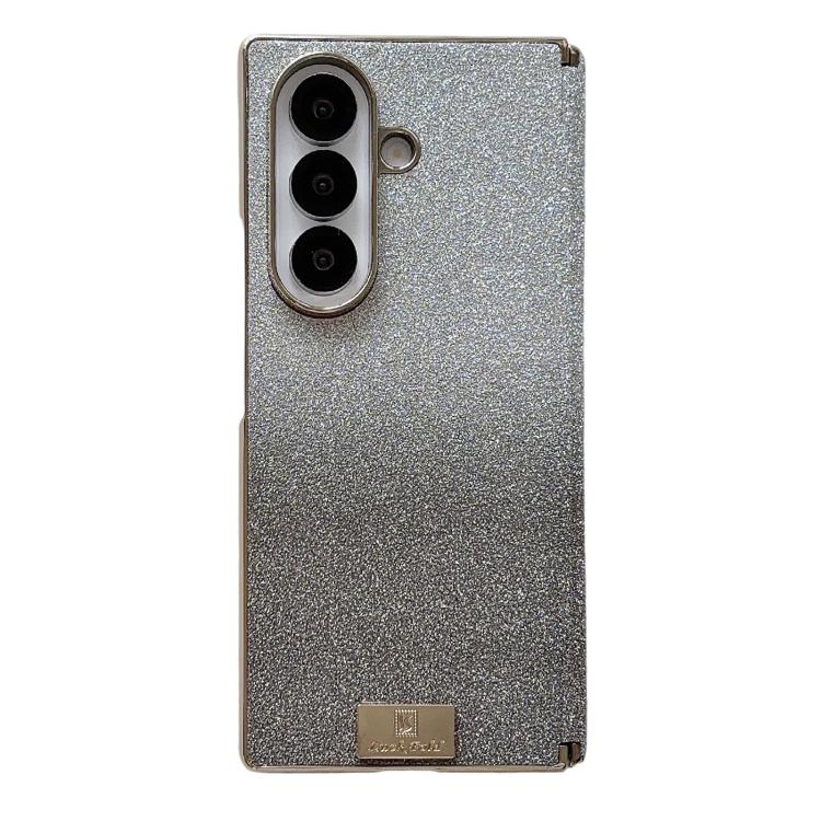Custodia per telefono in PC con doppia cerniera e logo a gradiente, galvanizzata, con targhetta personalizzata., For Galaxy Z Fold7, For Galaxy Z Fold6, For Galaxy Z Fold5