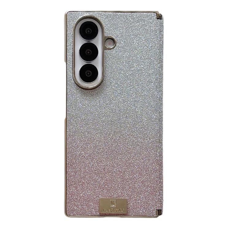 Custodia per telefono in PC con doppia cerniera e logo a gradiente, galvanizzata, con targhetta personalizzata., For Galaxy Z Fold7, For Galaxy Z Fold6, For Galaxy Z Fold5