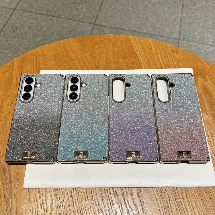 Custodia per telefono in PC con doppia cerniera e logo a gradiente, galvanizzata, con targhetta personalizzata., For Galaxy Z Fold7, For Galaxy Z Fold6, For Galaxy Z Fold5